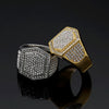 Hip-Hop Hexagon Stainless Steel Gold Plated Rhinestones Rings