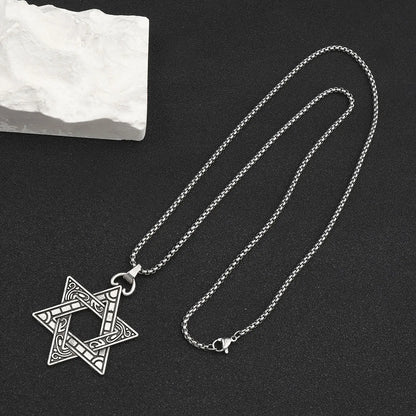 Hip-Hop Hexagram Zinc Alloy Plating Inlay Men's Pendant Necklace