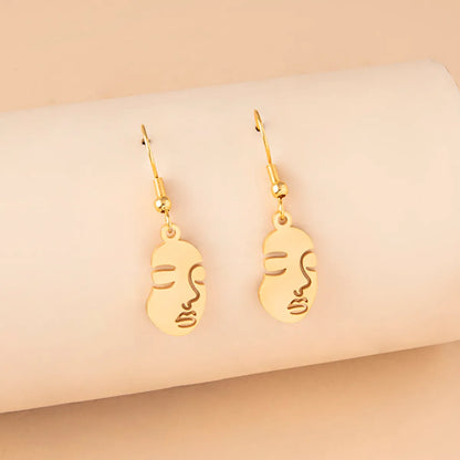 Hip-hop Human Face Stainless Steel Hollow Out Drop Earrings 1 Pair