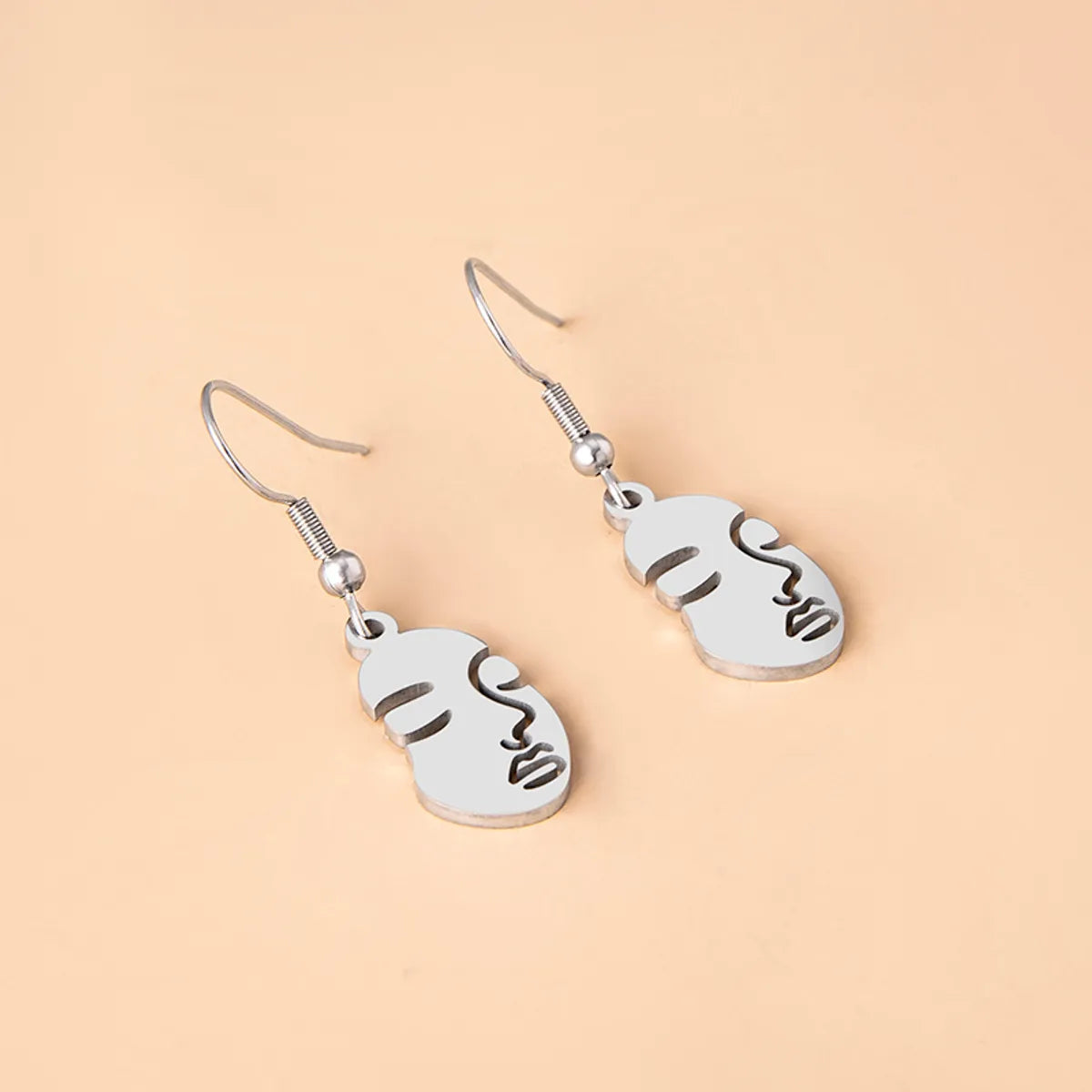 Hip-hop Human Face Stainless Steel Hollow Out Drop Earrings 1 Pair