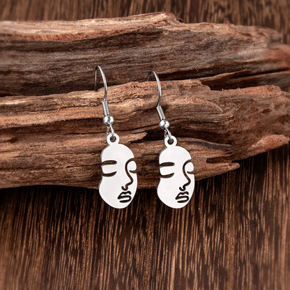 Hip-hop Human Face Stainless Steel Hollow Out Drop Earrings 1 Pair