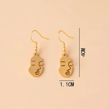 Hip-hop Human Face Stainless Steel Hollow Out Drop Earrings 1 Pair