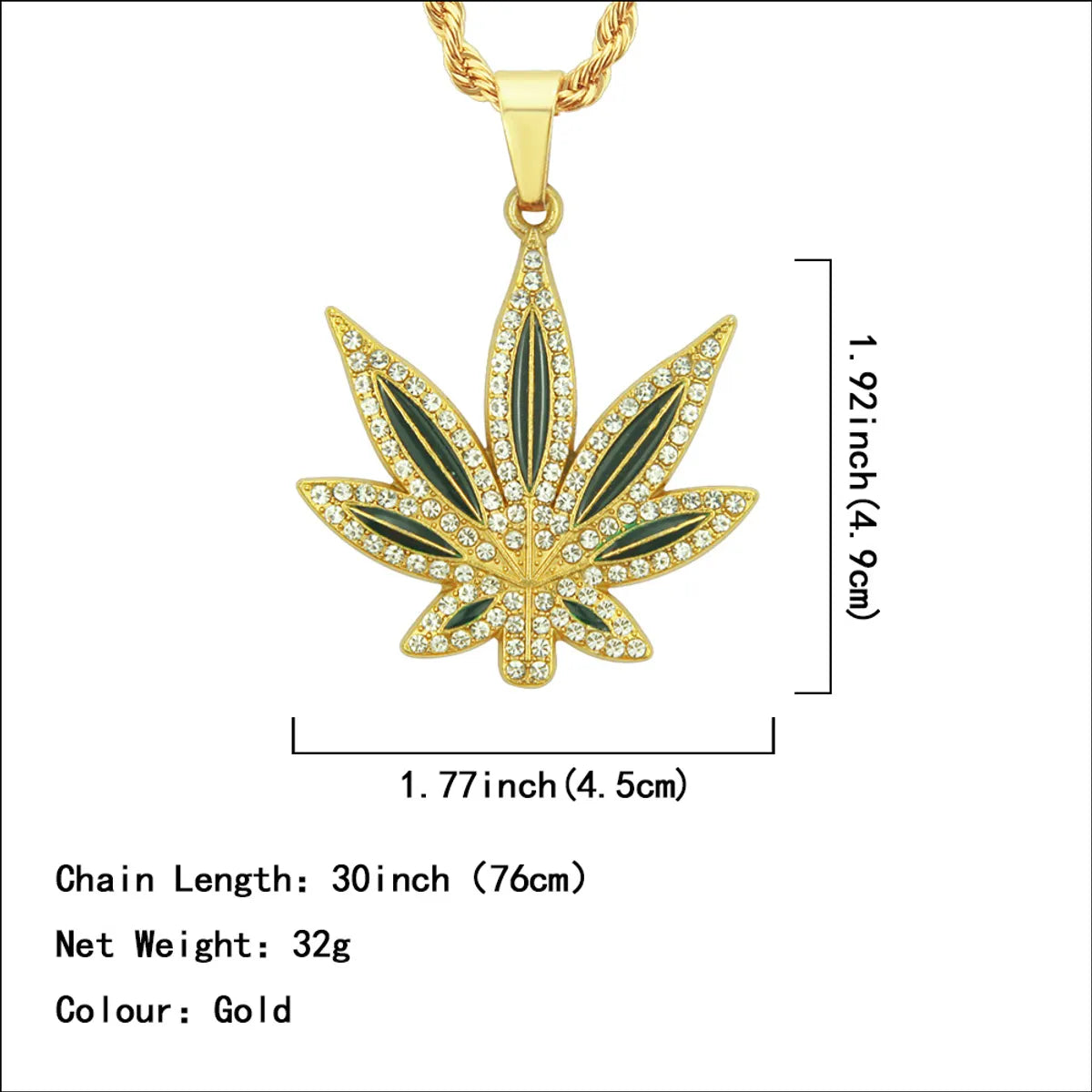 Hip-Hop Leaf Alloy Inlay Zircon Women'S Pendant Necklace