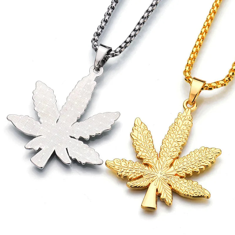 Hip-Hop Leaves Metal Unisex Necklace 1 Piece