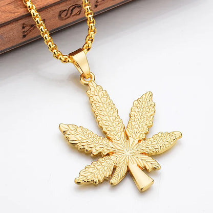 Hip-Hop Leaves Metal Unisex Necklace 1 Piece