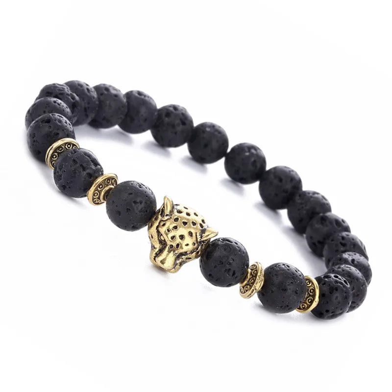 Hip-Hop Leopard Alloy Stone Plating Unisex Bracelets