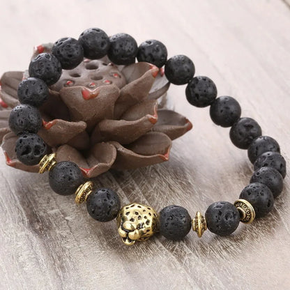 Hip-Hop Leopard Alloy Stone Plating Unisex Bracelets