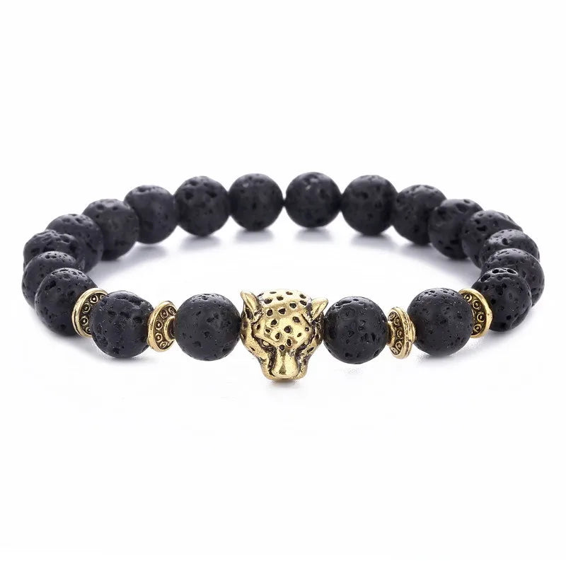 Hip-Hop Leopard Alloy Stone Plating Unisex Bracelets