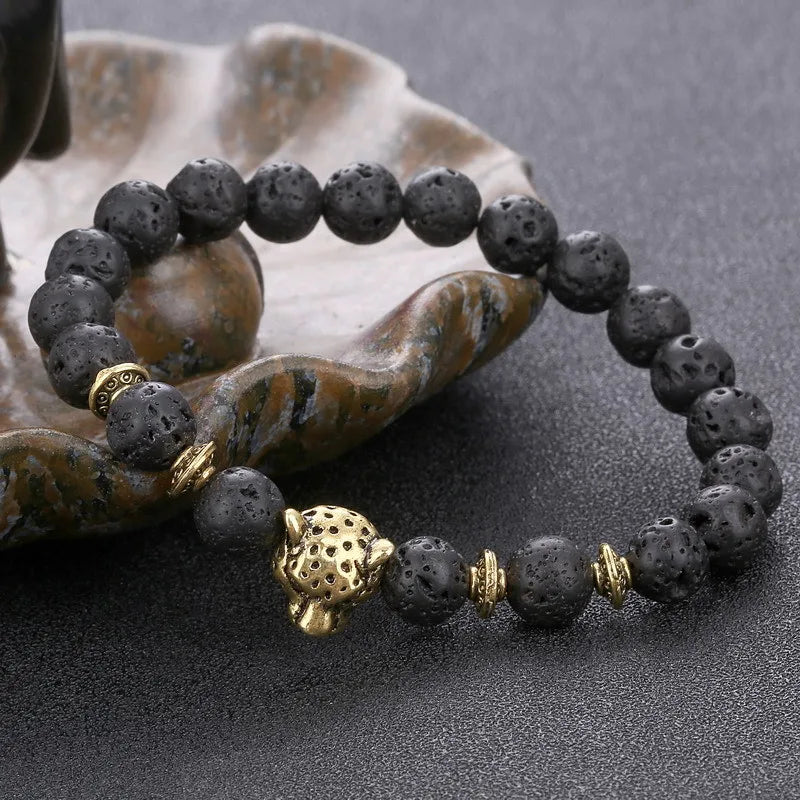 Hip-Hop Leopard Alloy Stone Plating Unisex Bracelets