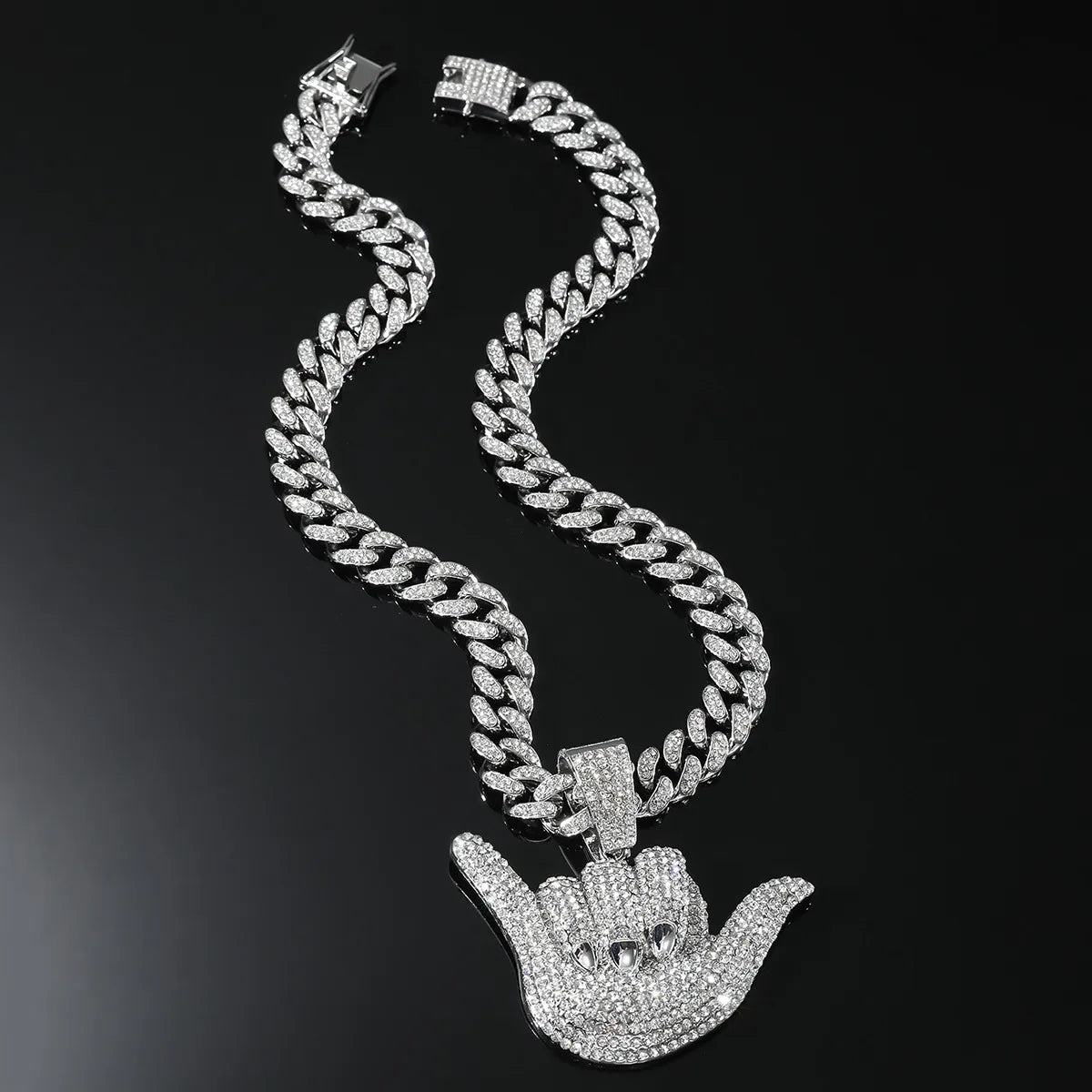 Hip-Hop Letter Alloy Inlay Rhinestones Men'S Pendant Necklace