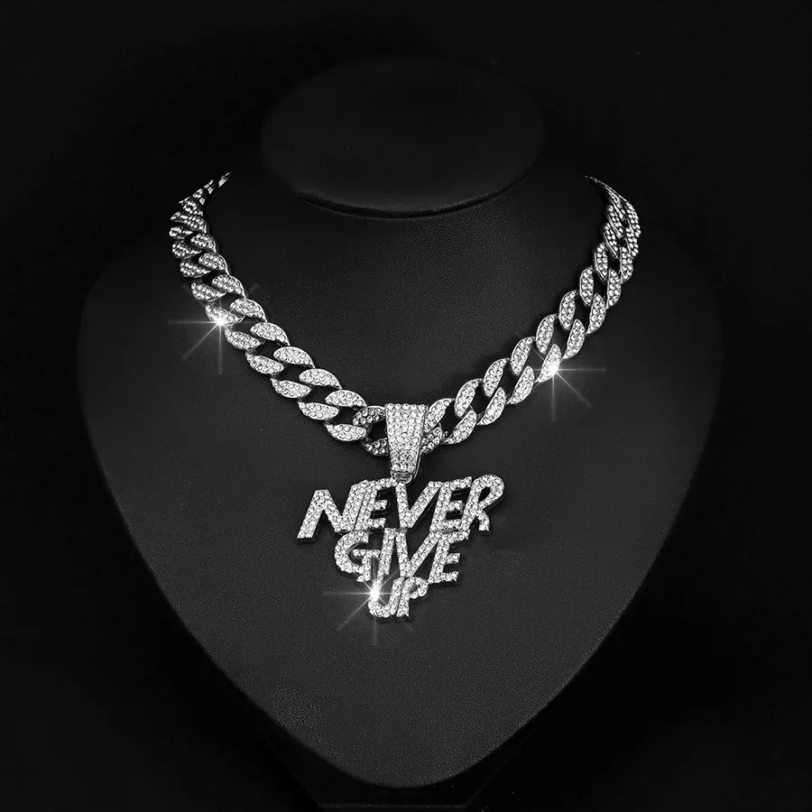 Hip-Hop Letter Alloy Inlay Rhinestones Unisex Charms Pendant Necklace