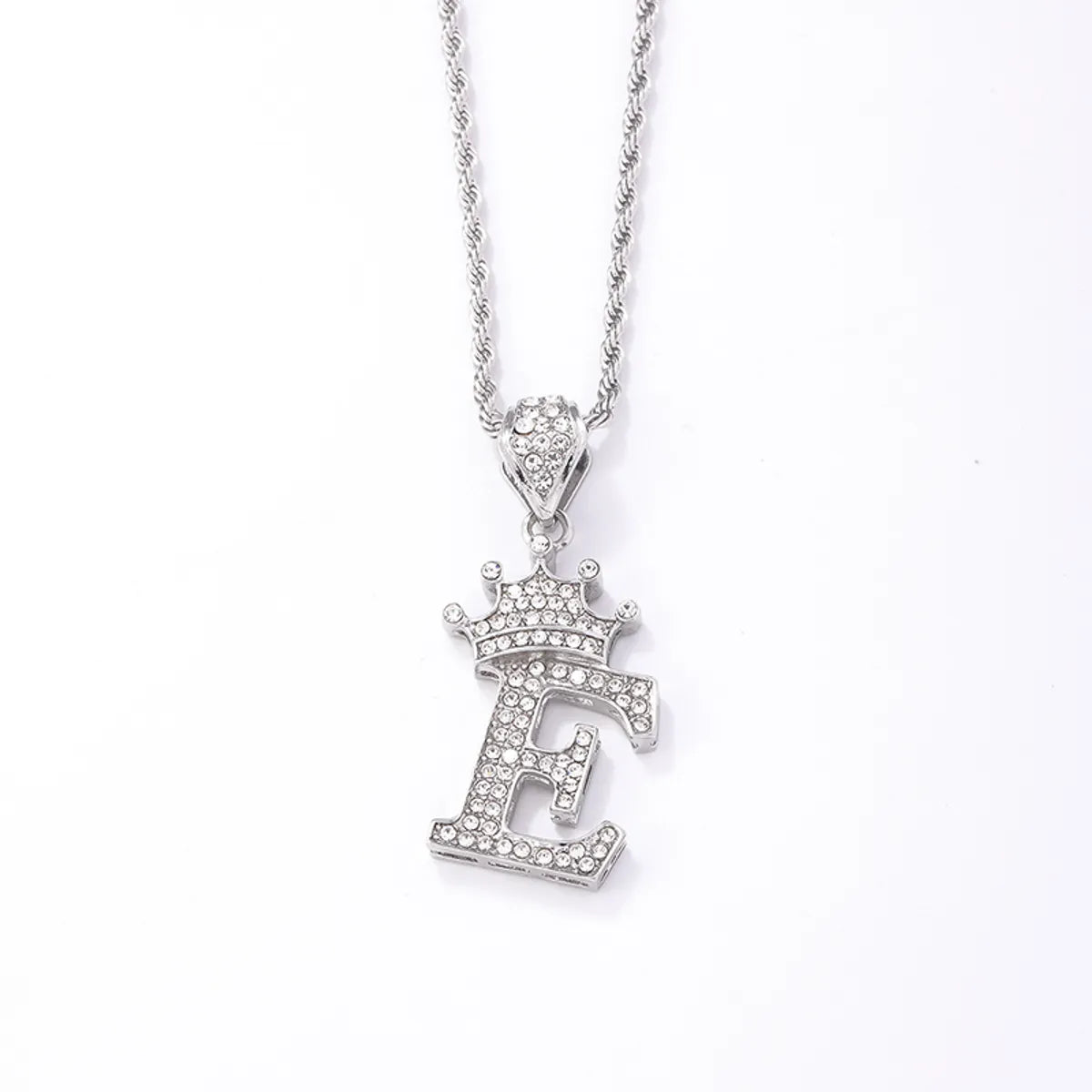 Hip-hop Letter Crown Copper Plating Inlay Rhinestones White Gold Plated Necklace Pendant