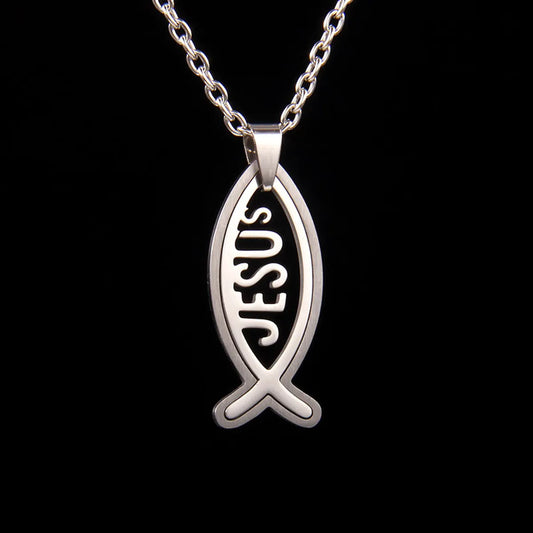 Hip-Hop Letter Fish 201 Stainless Steel Unisex Pendant Necklace