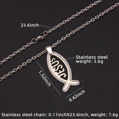 Hip-Hop Letter Fish 201 Stainless Steel Unisex Pendant Necklace