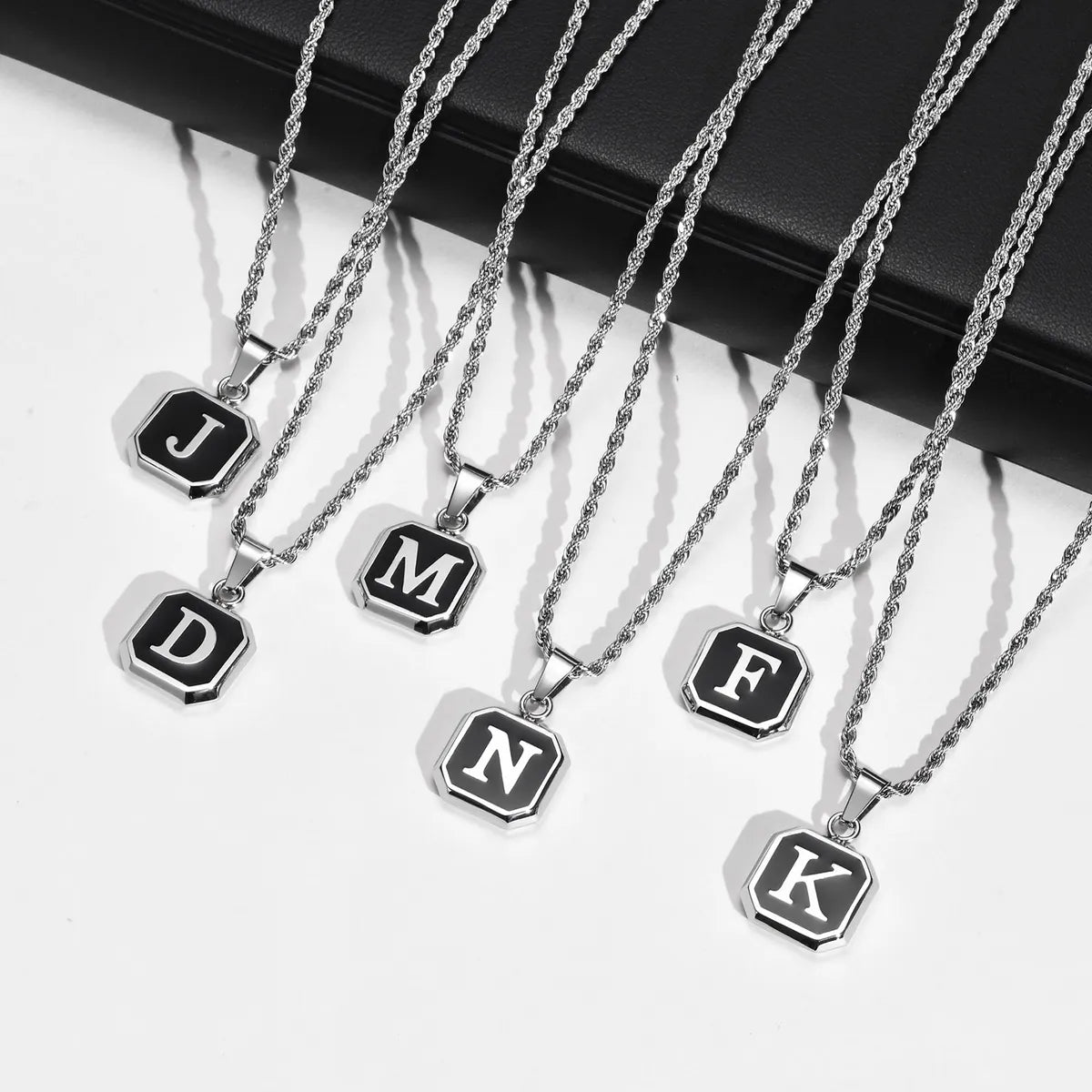 Hip-hop Letter Stainless Steel Enamel Pendant Necklace