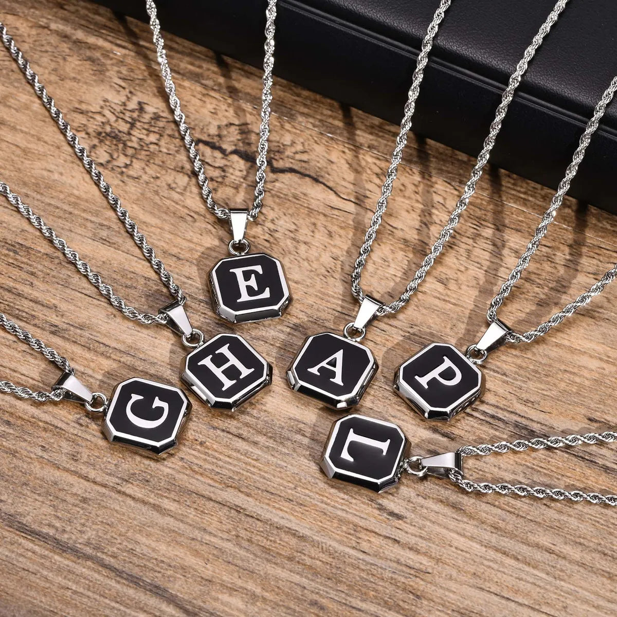 Hip-hop Letter Stainless Steel Enamel Pendant Necklace