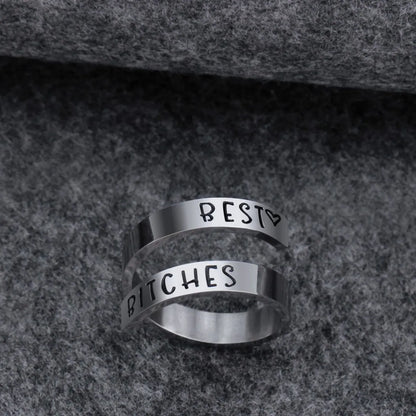 Hip-Hop Letter Stainless Steel Layered Gold Plated Men'S Open Rings