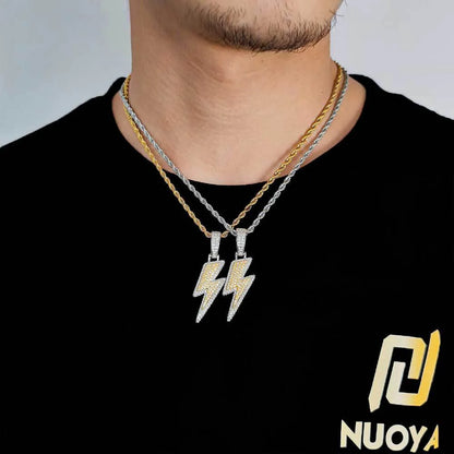 Hip-Hop Lightning Copper Plating Inlay Zircon Men'S Pendant Necklace