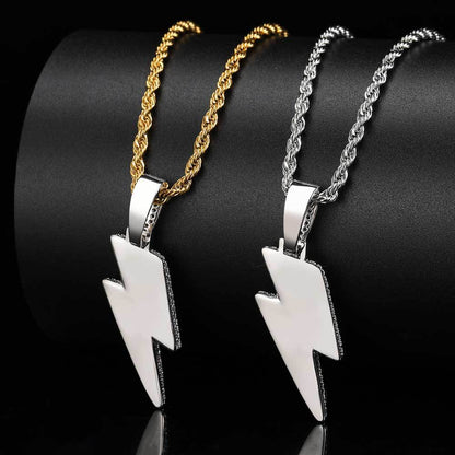 Hip-Hop Lightning Copper Plating Inlay Zircon Men'S Pendant Necklace