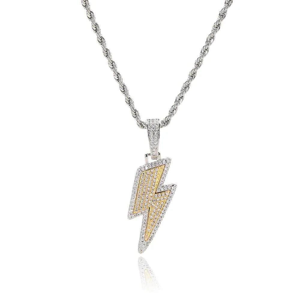 Hip-Hop Lightning Copper Plating Inlay Zircon Men'S Pendant Necklace