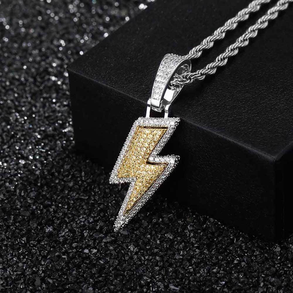 Hip-Hop Lightning Copper Plating Inlay Zircon Men'S Pendant Necklace