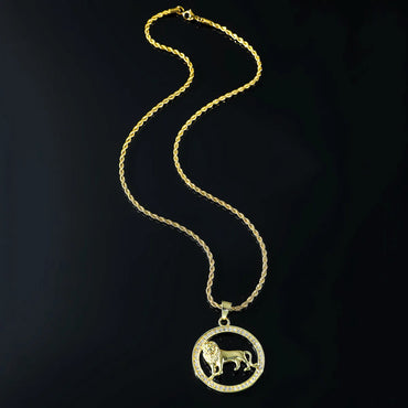 Hip-hop Lion Alloy Inlay Unisex Pendant Necklace