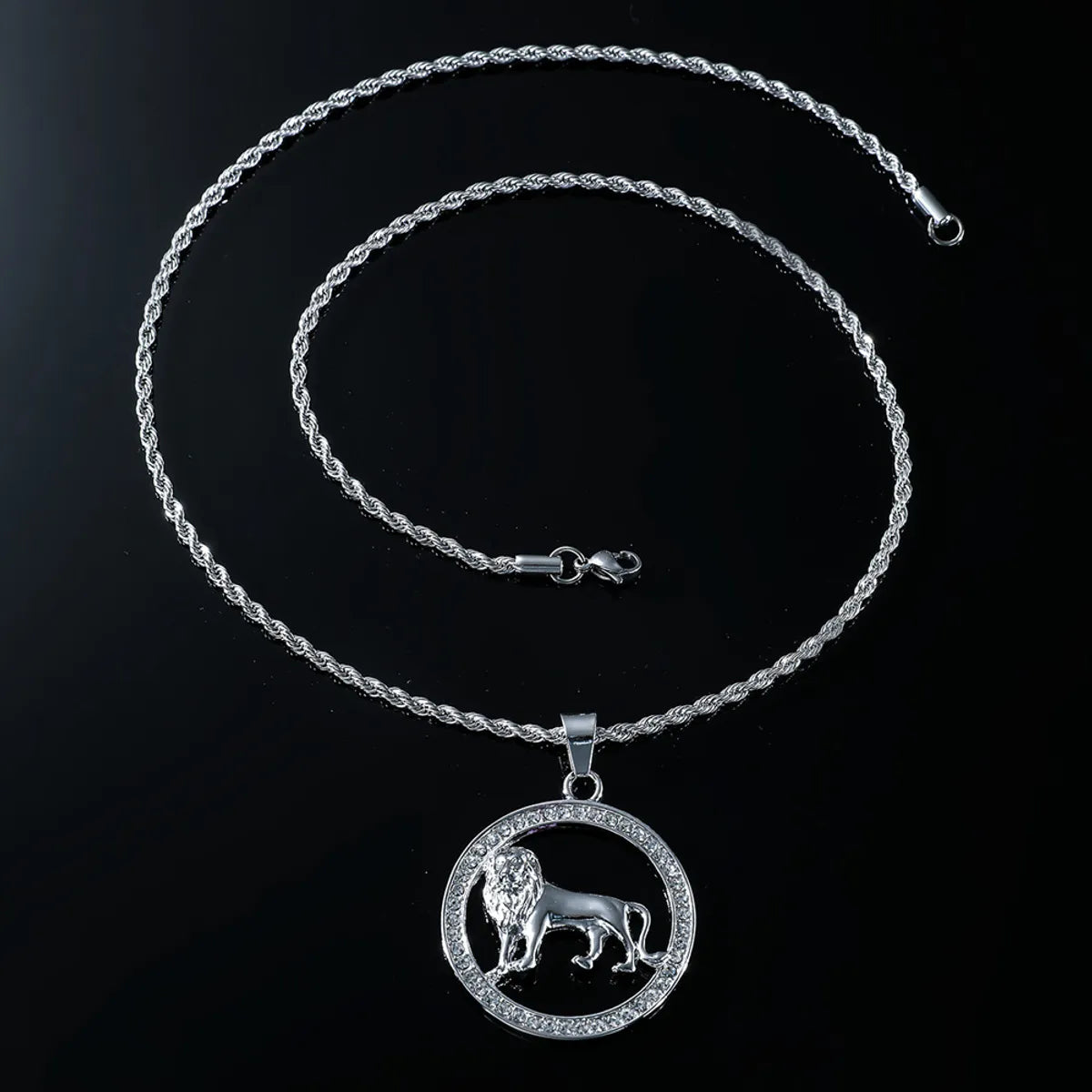 Hip-hop Lion Alloy Inlay Unisex Pendant Necklace