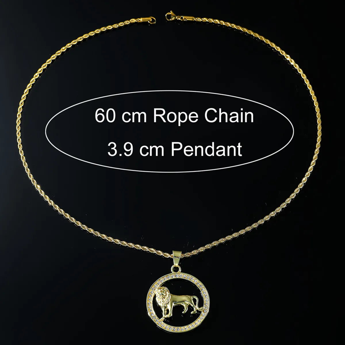 Hip-hop Lion Alloy Inlay Unisex Pendant Necklace