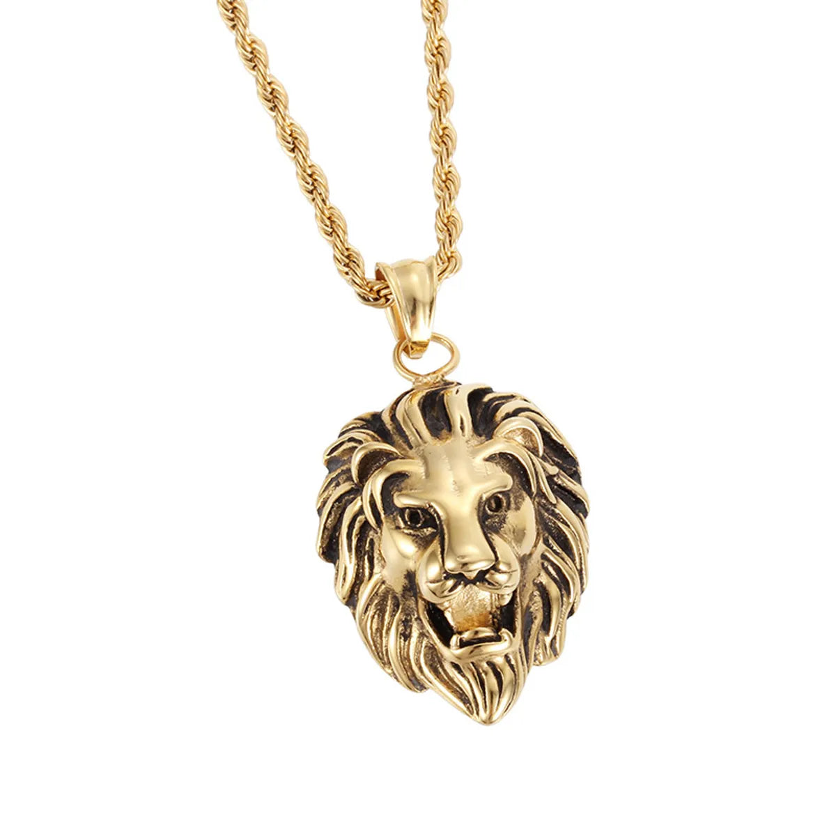 1 Piece Titanium Steel 18K Gold Plated Lion