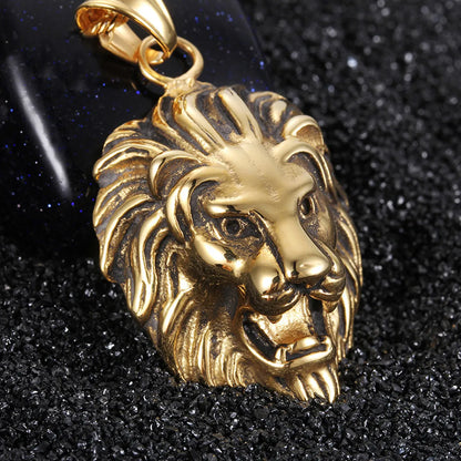 1 Piece Titanium Steel 18K Gold Plated Lion