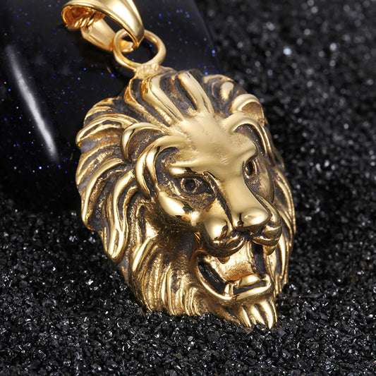 1 Piece Titanium Steel 18K Gold Plated Lion