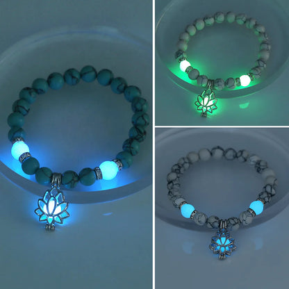 Hip-hop Lotus Alloy Beaded Luminous Inlay Zircon Bracelets