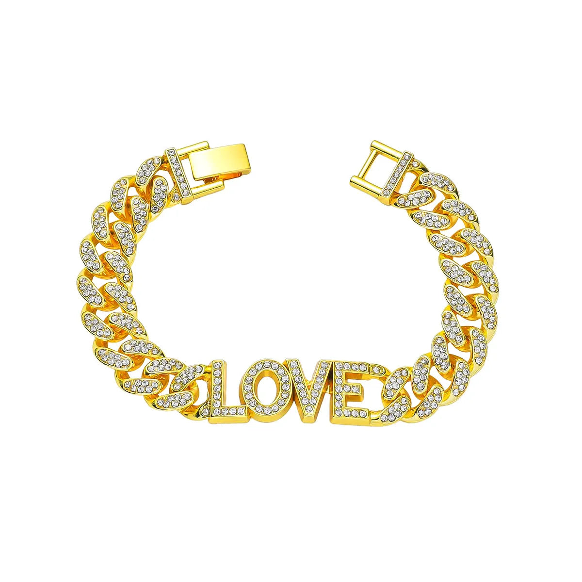 Hip-hop Love Alloy Plating Inlay Rhinestones Men's Bracelets