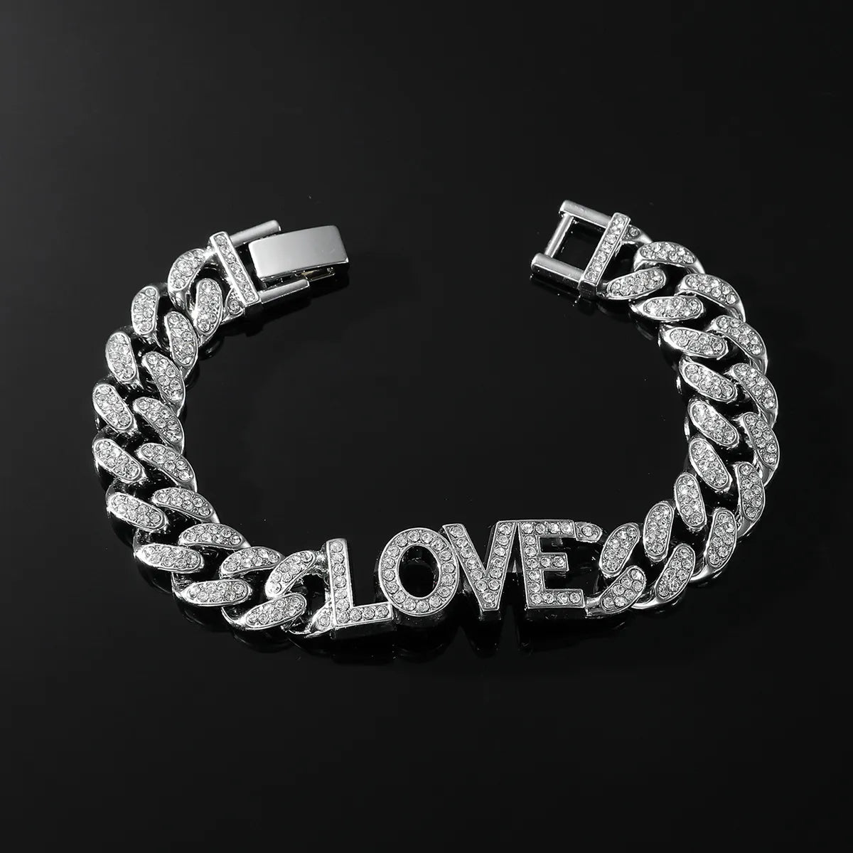 Hip-hop Love Alloy Plating Inlay Rhinestones Men's Bracelets