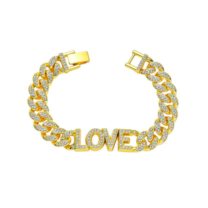 Hip-hop Love Alloy Plating Inlay Rhinestones Men's Bracelets