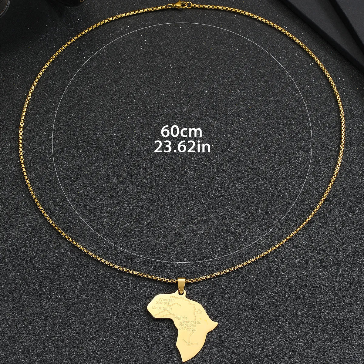 Hip-hop Map Stainless Steel Plating 18k Gold Plated Unisex Pendant Necklace