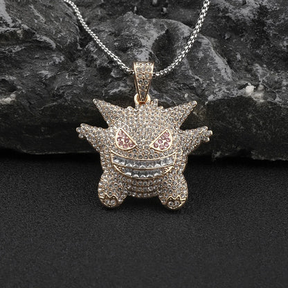 Hip-Hop Monster Zinc Alloy 201 Stainless Steel Inlay Rhinestones Men'S Pendant Necklace