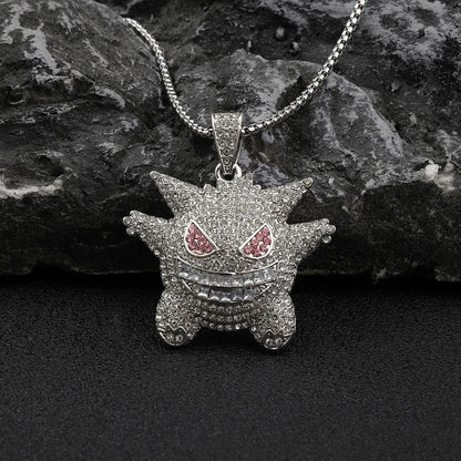 Hip-Hop Monster Zinc Alloy 201 Stainless Steel Inlay Rhinestones Men'S Pendant Necklace