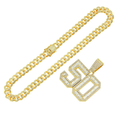 Hip-hop Number Alloy Inlay Zircon Men's Pendant Necklace