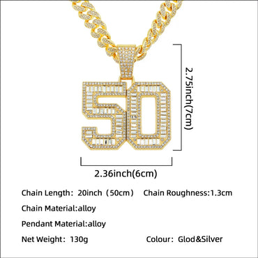 Hip-hop Number Alloy Inlay Zircon Men's Pendant Necklace