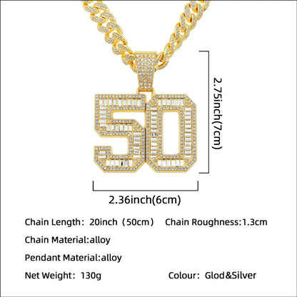 Hip-hop Number Alloy Inlay Zircon Men's Pendant Necklace