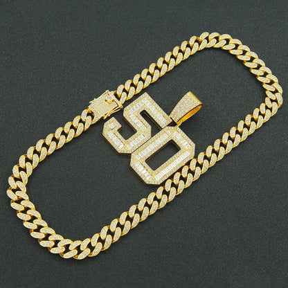 Hip-hop Number Alloy Inlay Zircon Men's Pendant Necklace