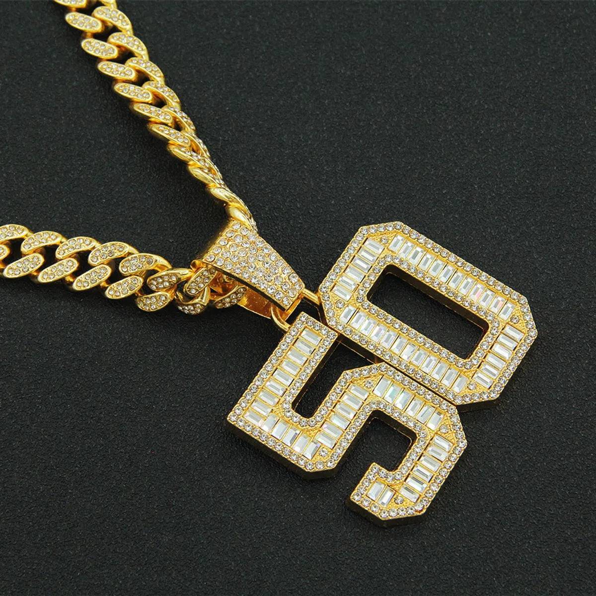 Hip-hop Number Alloy Inlay Zircon Men's Pendant Necklace