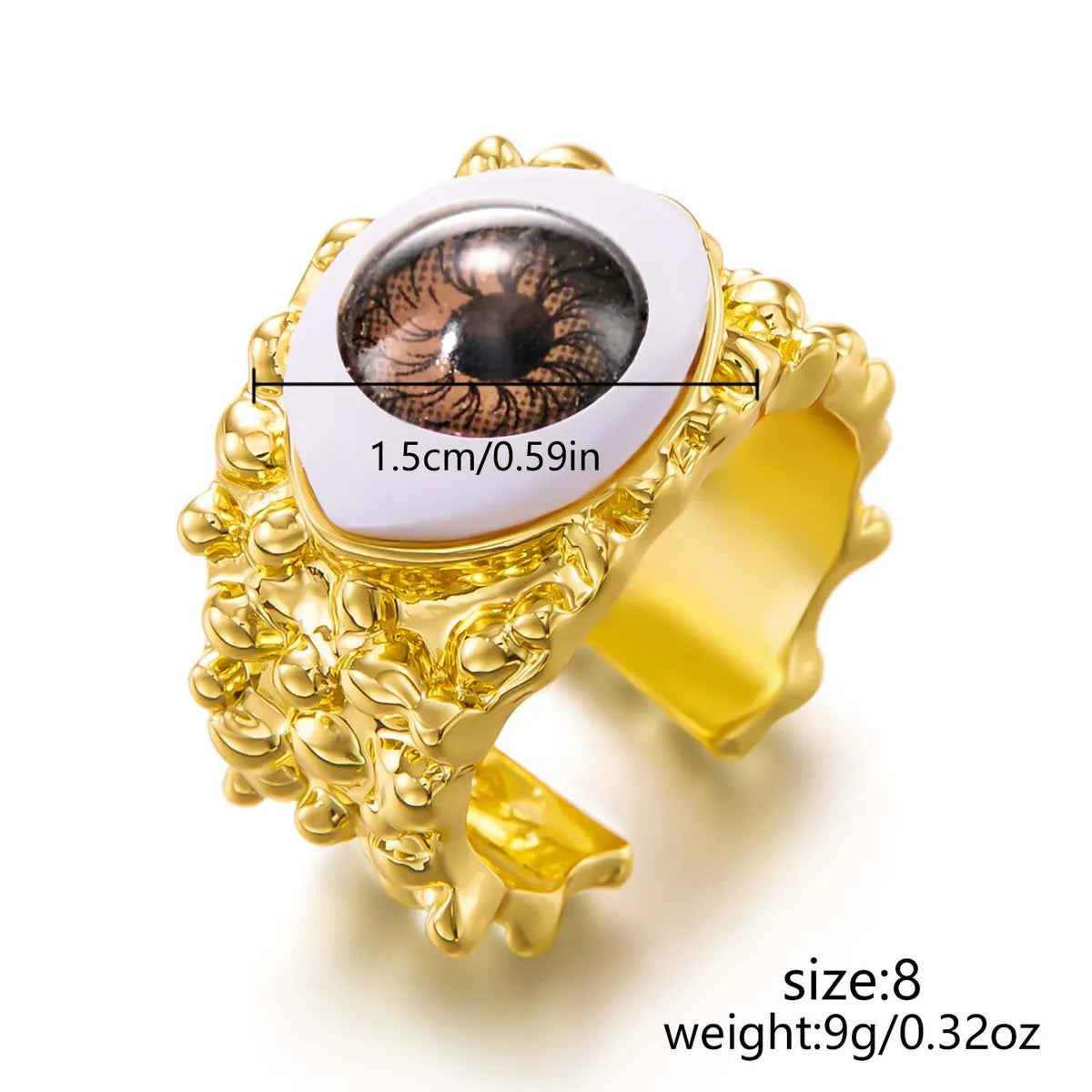 Hip-Hop Oversized Eye Alloy Inlay Resin Halloween Unisex Open Rings