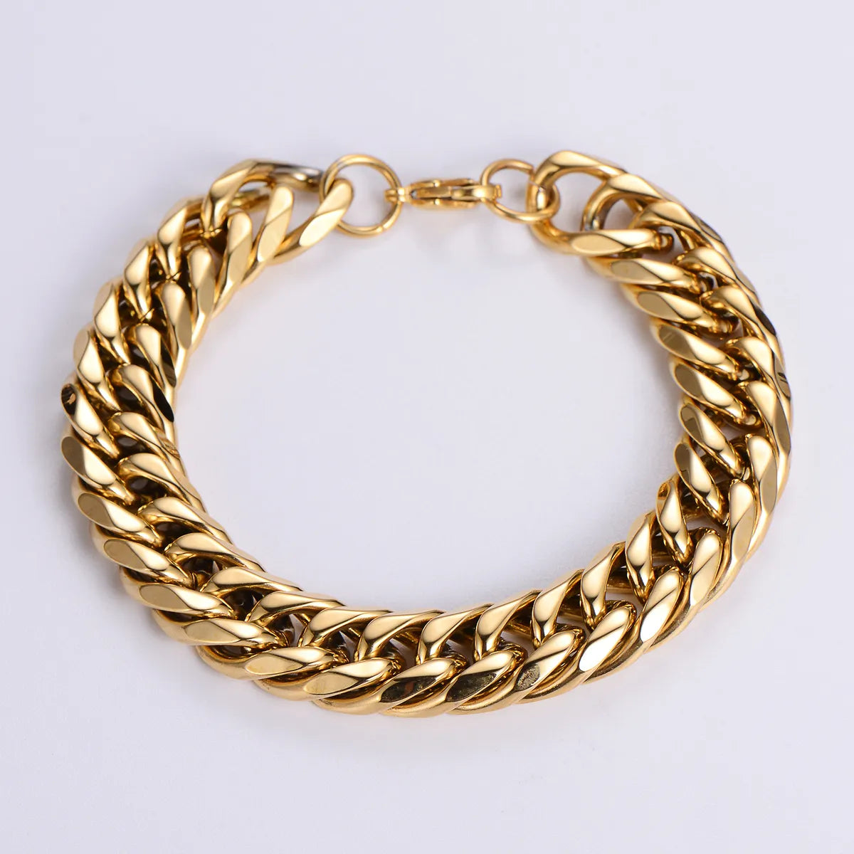 Hip-Hop Oversized Solid Color Stainless Steel Polishing Chain 18k Gold Plated Men'S Bracelets