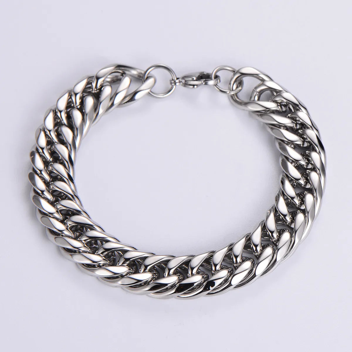 Hip-Hop Oversized Solid Color Stainless Steel Polishing Chain 18k Gold Plated Men'S Bracelets