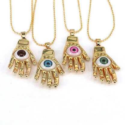 Hip-hop Palm Eye Copper Gold Plated Pendant Necklace 1 Piece