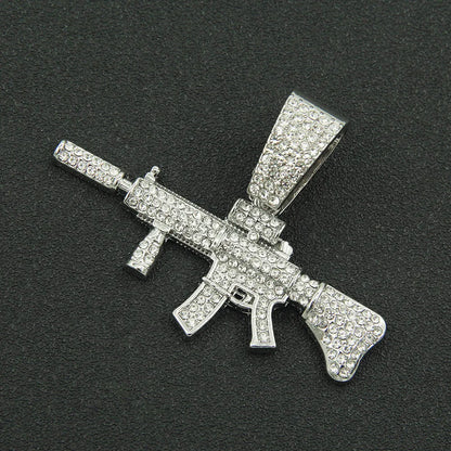 Hip-Hop Pistol Alloy Inlay Rhinestones Men'S Pendant Necklace Necklace Pendant