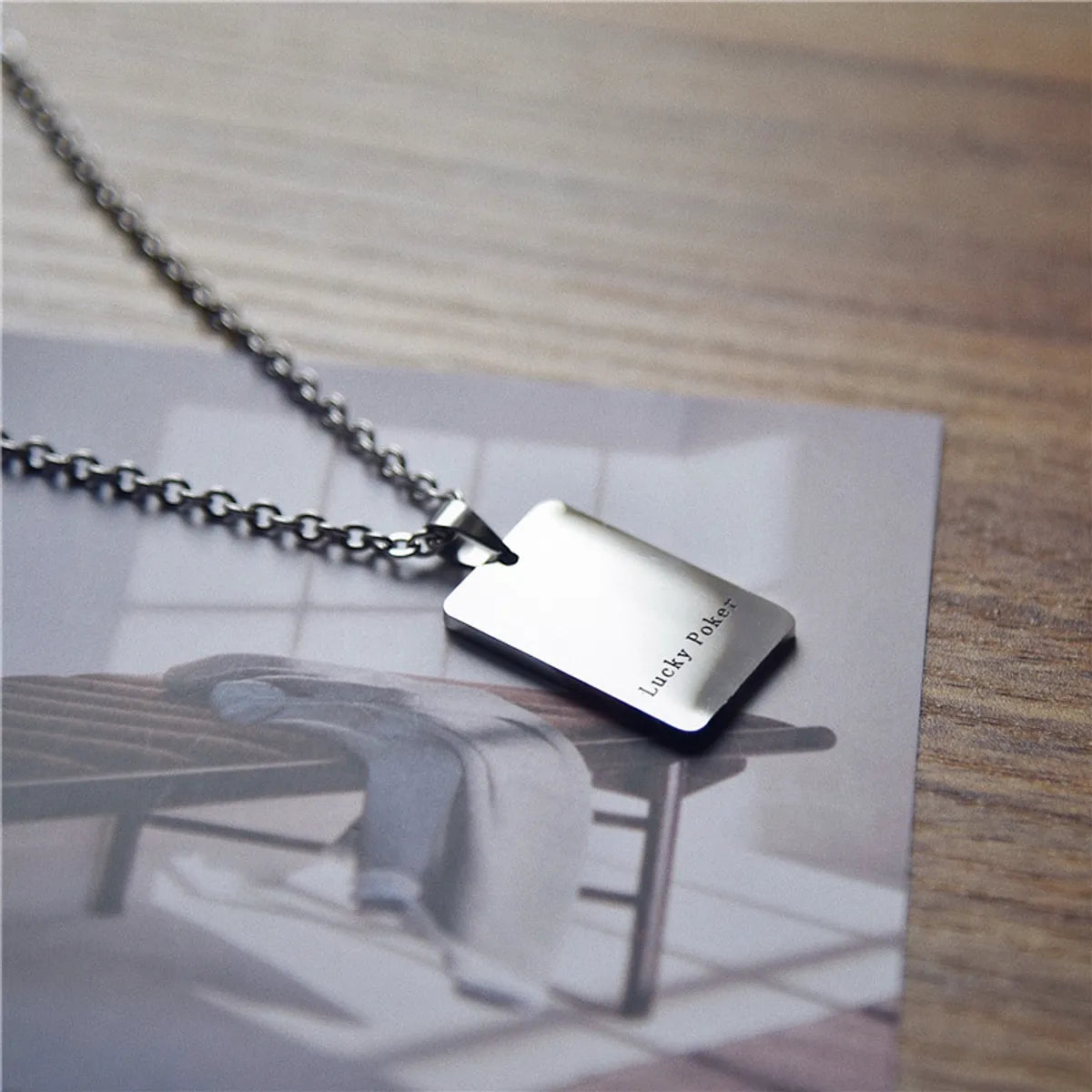 Hip-Hop Poker Alloy Titanium Steel Enamel Men'S Pendant Necklace