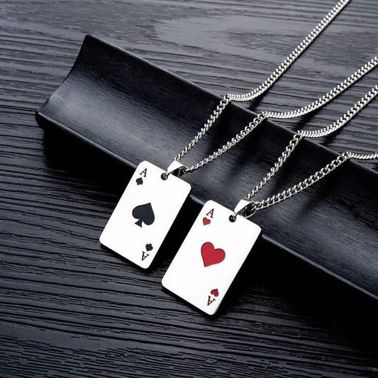 Hip-Hop Poker Alloy Titanium Steel Enamel Men'S Pendant Necklace